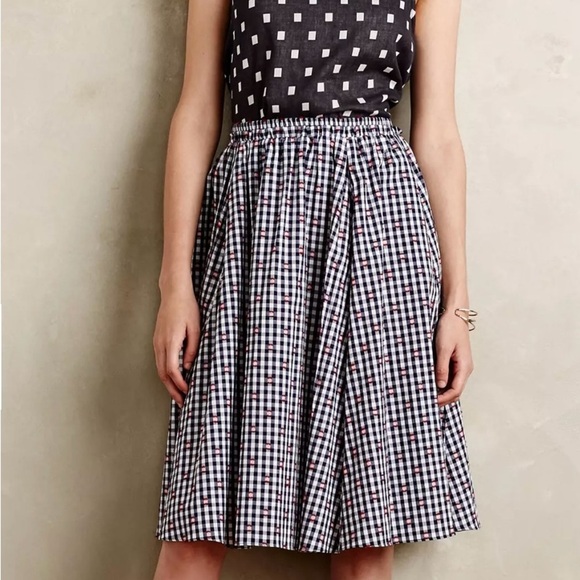 Anthropologie Black and White Patterned Midi Skirt - Picture 2 of 10